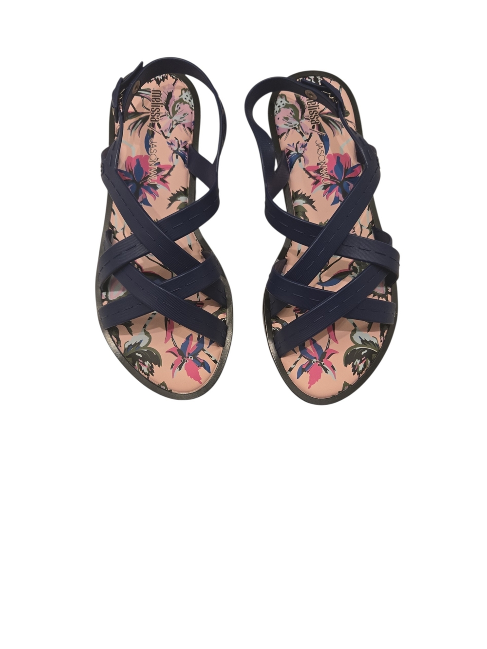 Melissa Navy Floral-Print Crisscross Sandals